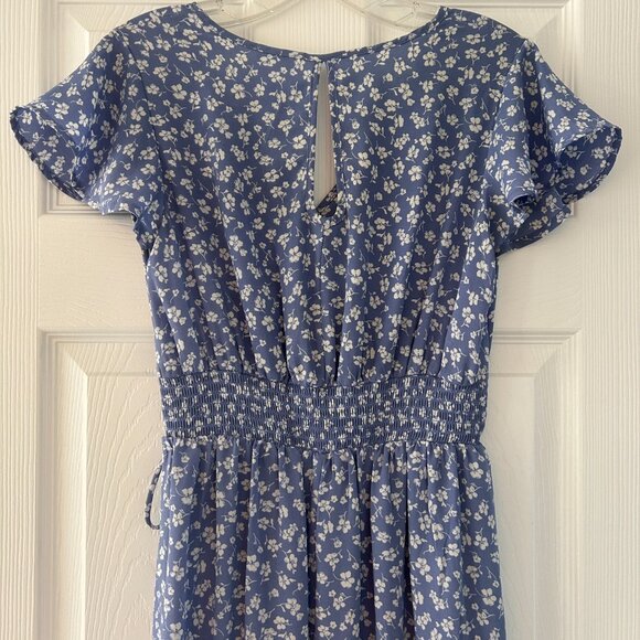 Sienna Sky Light Blue Floral Short Sleeve Chiffon Long Dress - Picture 4 of 7